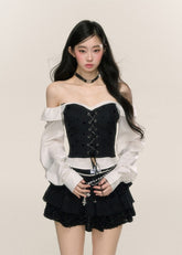 Off-shoulder T-shirt slim-fitting tops